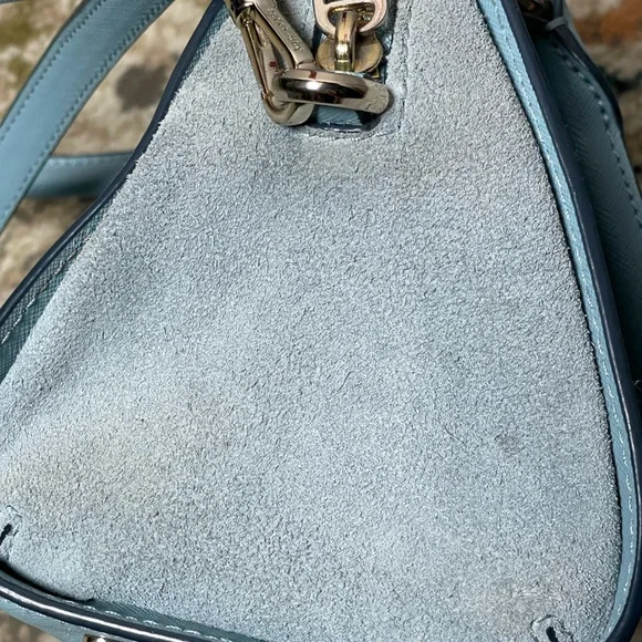 Kate Spade Baby Blue Reiley Medium Dome Saffiano Leather Satchel Crossbody Bag - Picture 12 of 16